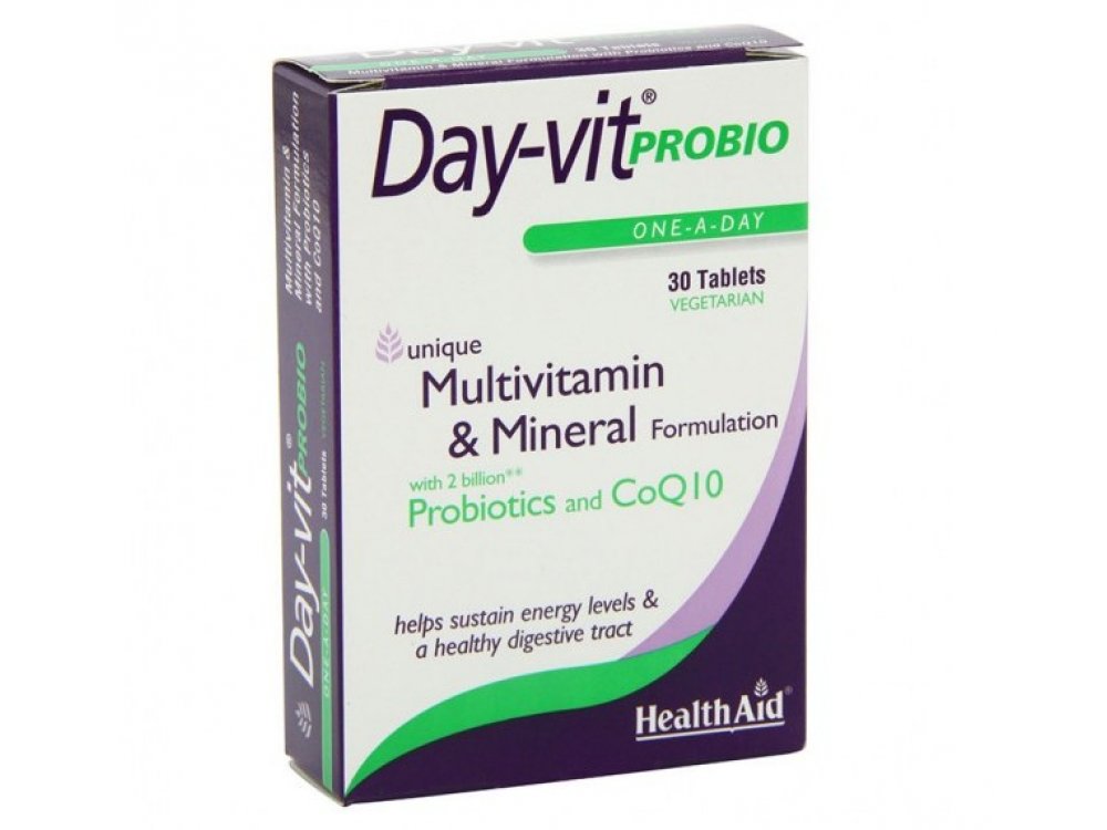 Health Aid Day-Vit Probio 2 Billion Probiotic & CoQ10, 30tabs