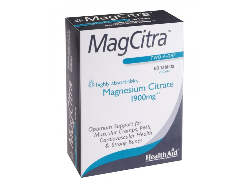 Health Aid MagCitra Magnesium Citrate 1900mg Κιτρικό Μαγνήσιο Υψηλής Ποιότητας, 60tabs