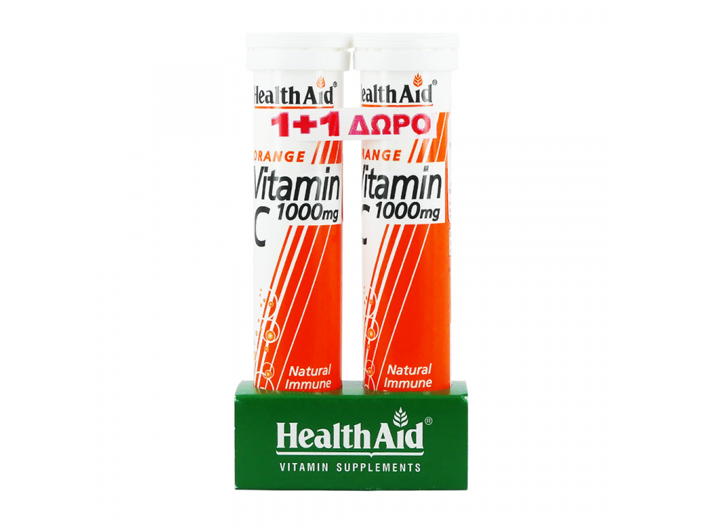 Health Aid Vitamin C 1000mg με Γεύση Πορτοκάλι 20tabs 1+1 Δώρο
