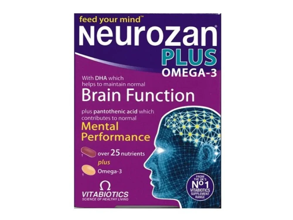 Vitabiotics Neurozan Plus Omega- 3 Συμπλήρωμα Διατροφής που Ενισχύει την Εγκεφαλική Λειτουργία, 28 δισκία & 28 κάψουλες