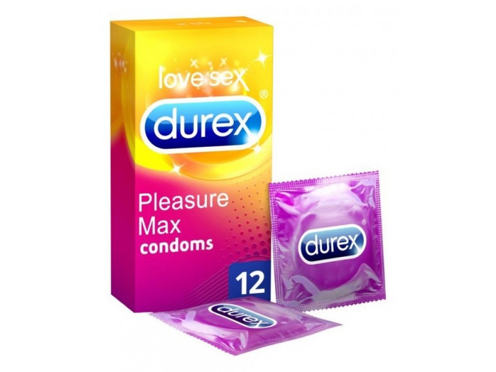 DUREX Pleasure Max Προφυλακτικά με ανάγλυφες κουκκίδες & ραβδώσεις, Μεγιστοποιούν τη διέγερση των απολήξεων των νεύρων προσφέροντας πιο έντονη αίσθηση. Σχεδιασμένα λαμβάνοντας υπόψη τη γυναίκα. 12 τμχ