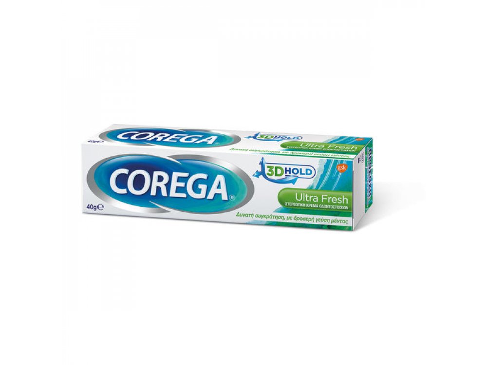 COREGA 3D HOLD Ultra Fresh Στερεωτική Κρέμα Οδοντοστοιχιών με Γεύση Μέντα, 40gr