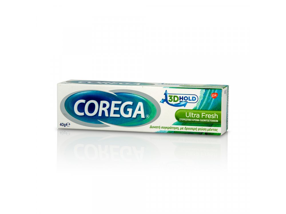 COREGA 3D HOLD Ultra Fresh Στερεωτική Κρέμα Οδοντοστοιχιών με Γεύση Μέντα, 40gr