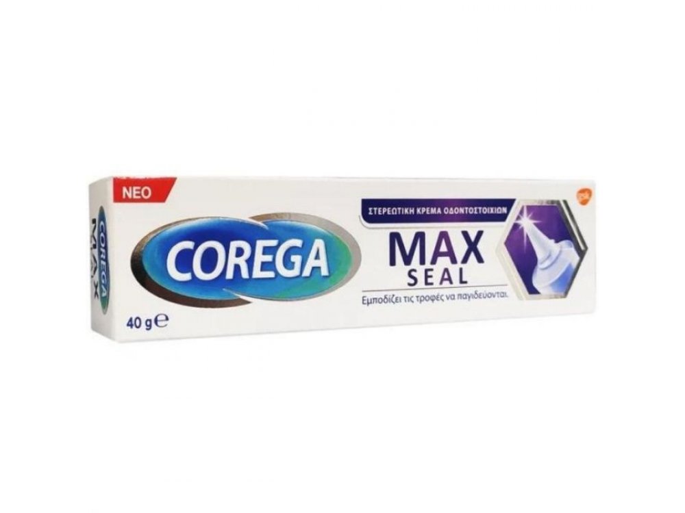Corega Max Seal, Στερεωτική Κρέμα Για Οδοντοστοιχίες, Ισχυρή Συγκράτηση Όλη Μέρα, 40gr