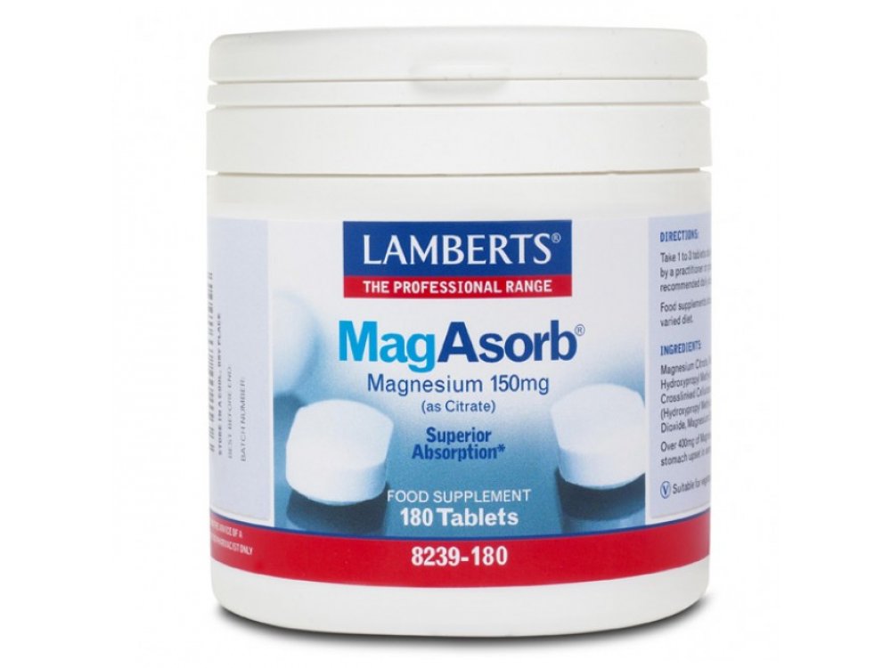 Lamberts MagAsorb Magnesium Citrate 150mg, 180tabs