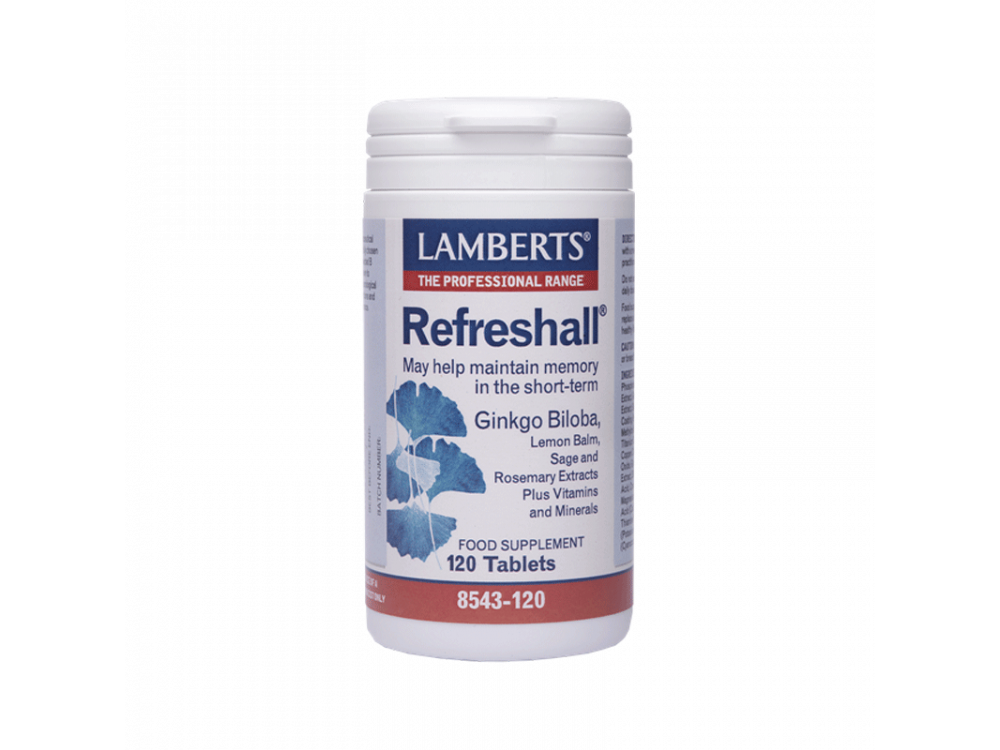 Lamberts Refreshall Σύμπλεγμα Gingko, Βάλσαμο λεμονιού, Φασκόμηλο και Δεντρολίβανο για την Ενίσχυση της Μνήμης, 120 Tabs