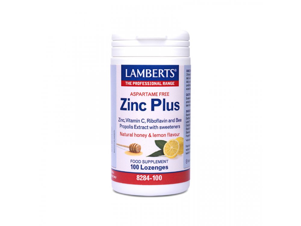 Lamberts Zinc Plus Καραμέλες Ψευδάργυρο & Βιταμίνη C για Ενίσχυση του Ανοσοποιητικού Συστήματος Κατάλληλες για Ενήλικες & Παιδιά - Γεύση Μέλι & Λεμόνι, 100 καραμέλες