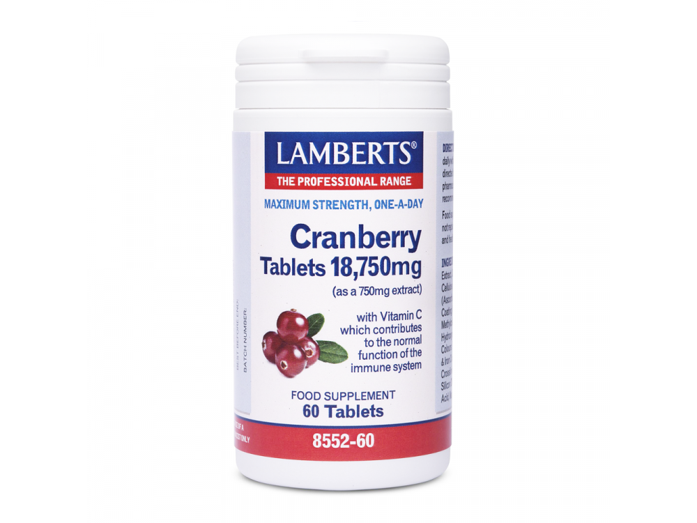 Lamberts Cranberry Tablets 18,750mg για τη Διατήρηση ενός Υγιούς Ουροποιητικού Συστήματος (as a 750mg extract), 60tabs