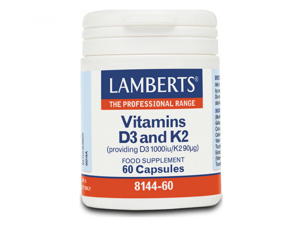 Lamberts Vitamin D3 1000iu & K2 90?g Φόρμουλα με Βιταμίνες D3 & Κ2, 60 caps