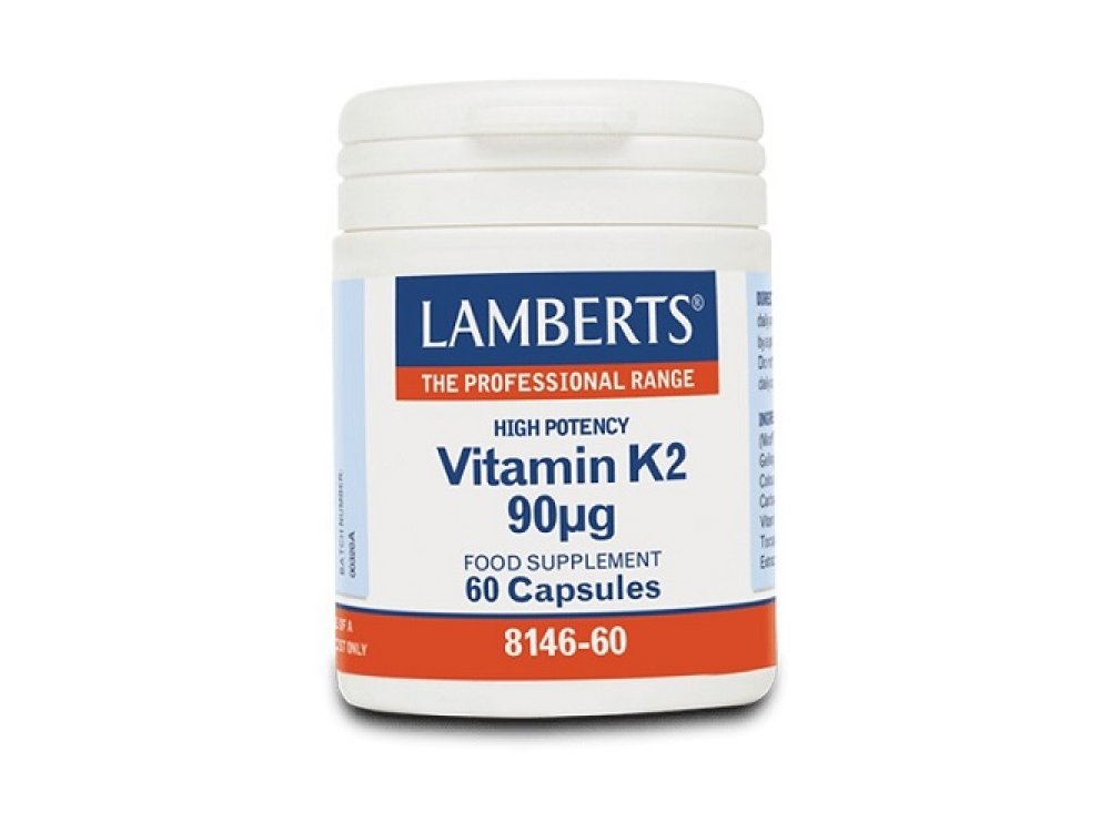 Lamberts Vitamin K2 90μg Συμπλήρωμα Βιταμίνης K2 Συμβάλει στην Ομαλή Πήξη του Αίματος & στην Καλή Υγεία των Οστών, 60caps