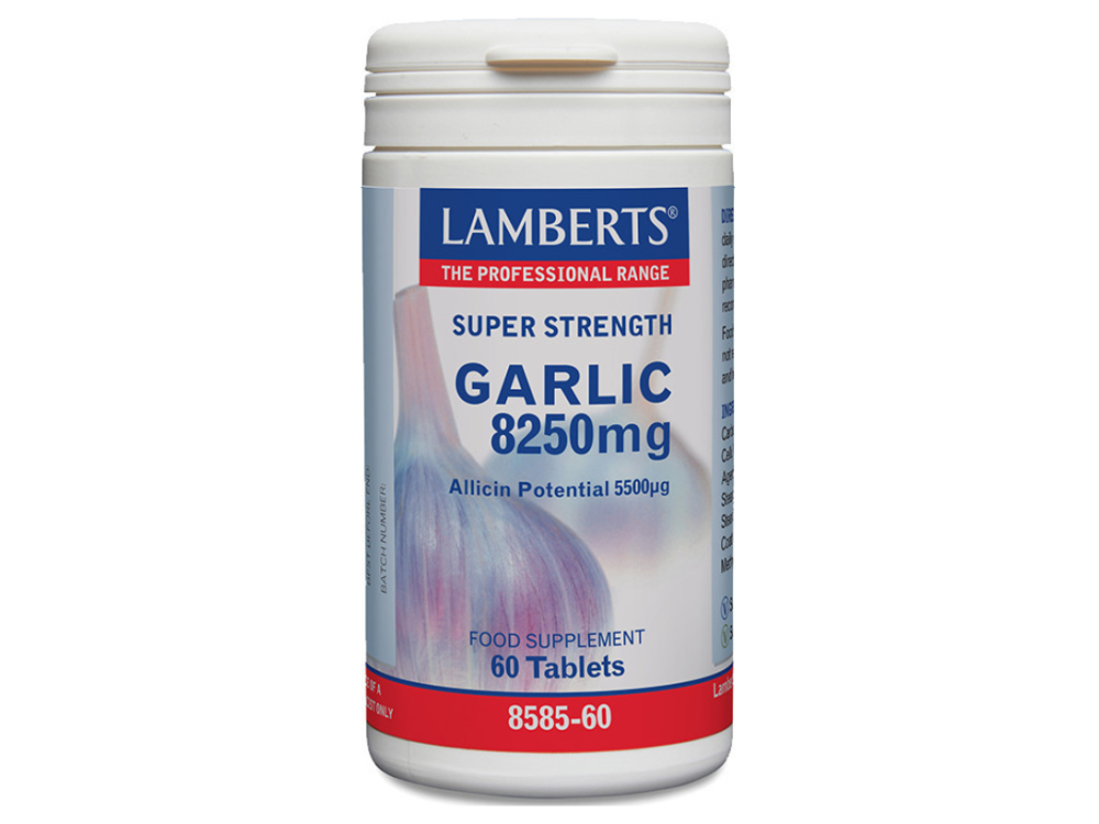 Lamberts Garlic 8250mg, Συμπλήρωμα Διατροφής Σκόρδου για το Καρδιαγγειακό Σύστημα, 60tabs