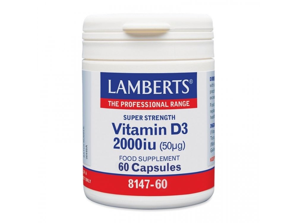 Lamberts Vitamin D3 2000iu (50μg) για την υγεία Οστών Δοντιών Ανοσοποιητικού, 60caps