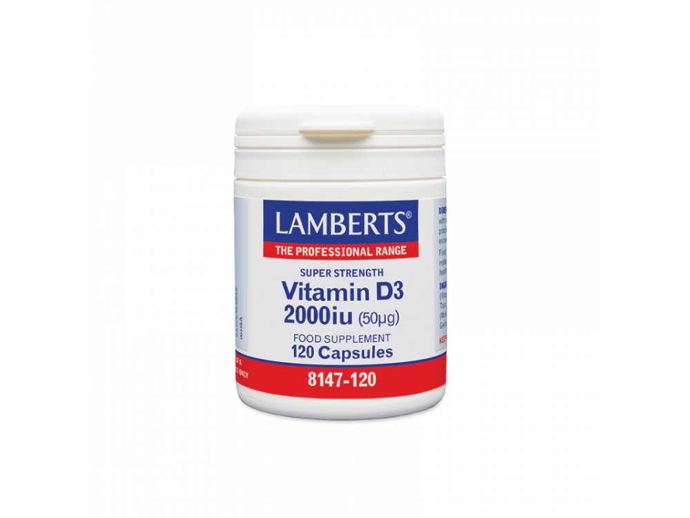 LAMBERTS Βιταμίνη D3 2000iu (50μg), Βιταμίνης D σε μορφή χοληκαλσιφερόλης (D3), 120caps