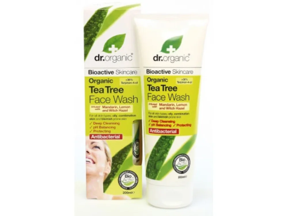 Dr. Organic Tea Tree Face Wash - Τζελ Καθαρισμού για το Πρόσωπο με Βιολογικό Τεϊόδεντρο, 200ml