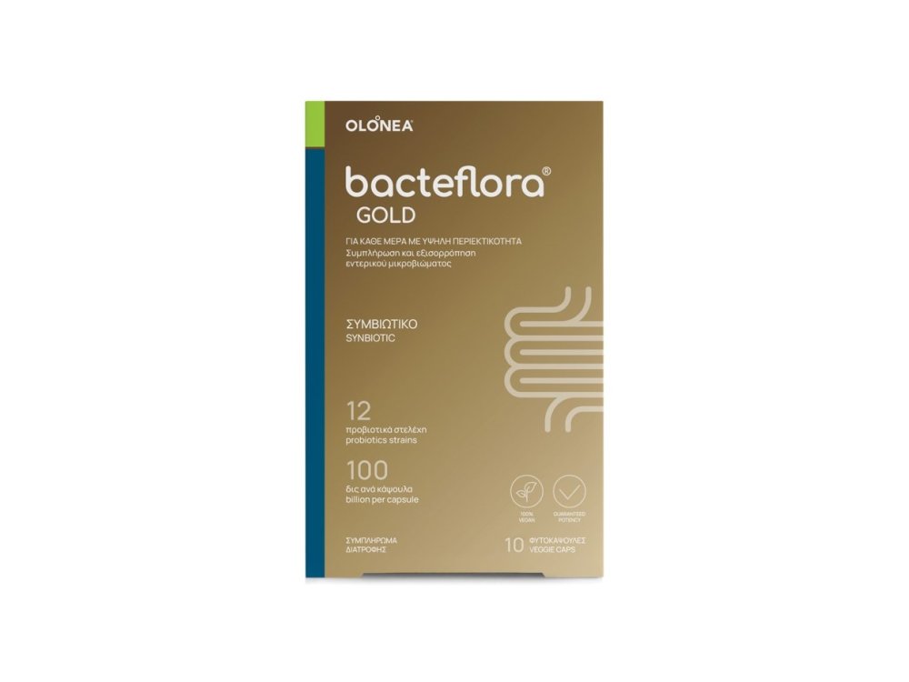 Olonea BacteFlora Gold Συμβιωτικό για την Υγεία & Ομαλή Λειτουργία του Εντέρου, 10vcaps