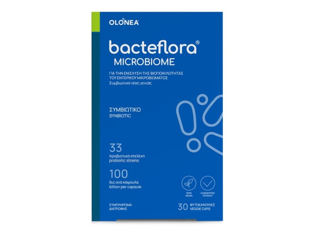 Olonea Bacteflora Microbiome, Συμβιωτικό Συμπλήρωμα Διατροφής Νέας Γενιάς με Σύνθεση 33 Διαφορετικών Προβιοτικ