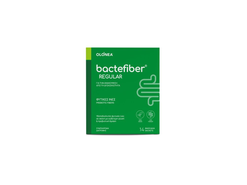 Olonea BacteFiber Regular Συμπλήρωμα Διατροφής με Φυτικές Ίνες για την Ανακούφιση από την Δυσκοιλιότητα, 14 φακελάκια
