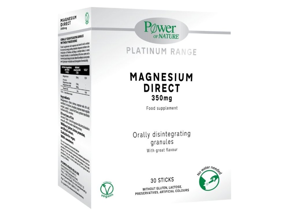 Power Health Platinum Range Magnesium Direct 350mg, Για την Υγεία των Μυών & του Νευρικού Συστήματος, 30sticks