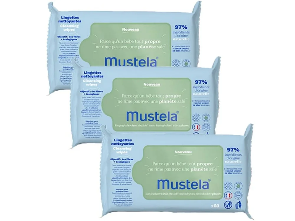 Mustela Promo (2+1 Δώρο) Cleansing Wipes Μωρομάντηλα Καθαρισμού με Βιολογικό Αβοκάντο, 180τεμ (3x60τεμ)