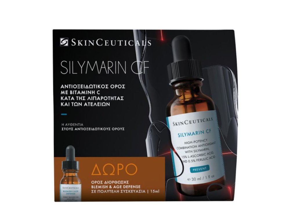 SkinCeuticals Promo Silymarin CF Aντιοξειδωτικός Ορός Με Βιταμίνη C Και Σιλυμαρίνη, 30ml + Δώρο Blemish & Age Defense Ορός Διόρθωσης, 15ml