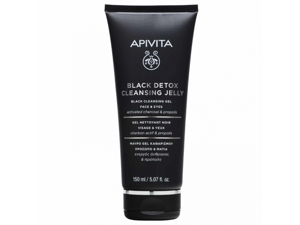 Apivita Gel Καθαρισμού Black Detox Cleansing Jelly για Πρόσωπο & Μάτια με Ενεργό Άνθρακα & Πρόπολη 150ml
