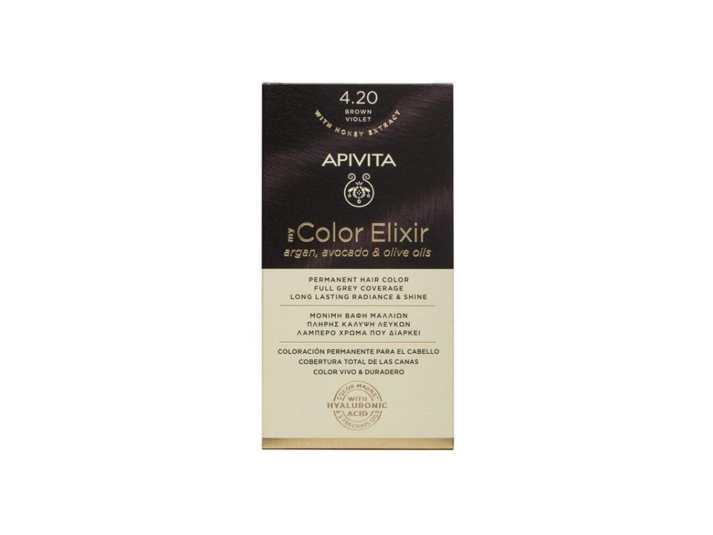 APIVITA My Color Elixir Βαφή Μαλλιών με Έλαιο Ελιάς, Argan και Αβοκάντο Νο 4.20 Καστανό Βιολετί, 50ml