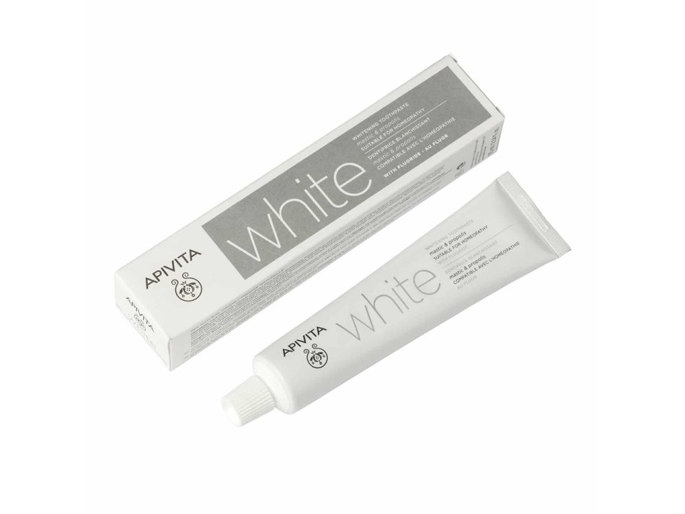 Apivita Natural Dental Care White Λευκαντική Οδοντόκρεμα με Γεύση Μαστίχας, 75ml