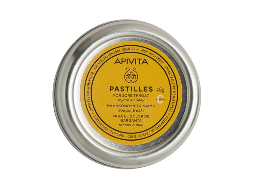 Apivita Pastilles, Παστίλιες με Θυμάρι & Μέλι για Πονόλαιμο & Βήχα, 45gr