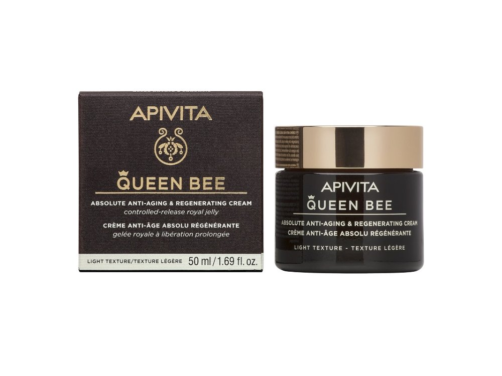 APIVITA Queen Bee Light Cream, Κρέμα Απόλυτης Αντιγήρανσης με βασιλικό πολτό ελεγχόμενης αποδέσμευσης, 50ml