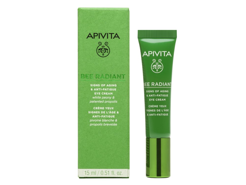 Apivita Bee Radiant Eye Cream with Peony, Αντιγηραντική Κρέμα Ματιών για Ξεκούραστη Όψη, 15ml