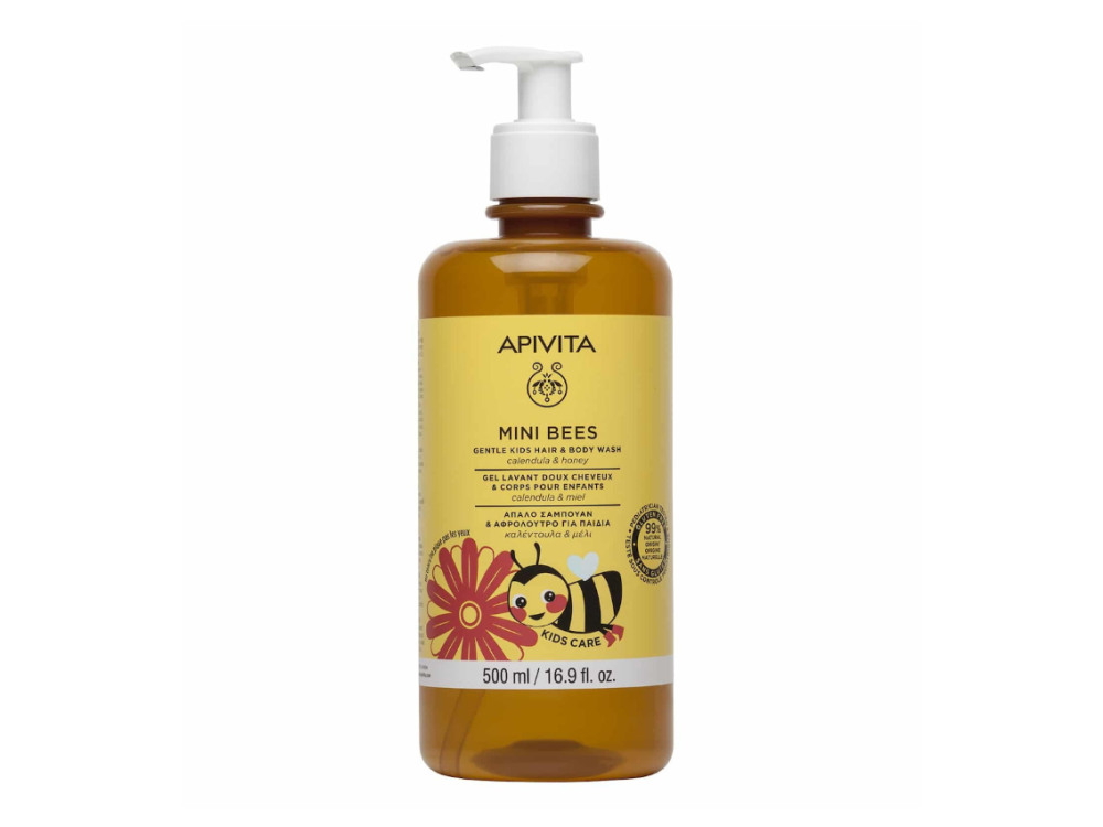 Apivita Mini Bees Gentle Kids Hair & Body Wash Calendula & Honey, Απαλό Σαμπουάν & Αφρόλουτρο για Παιδιά με Καλέντουλα & Μέλι, 500ml
