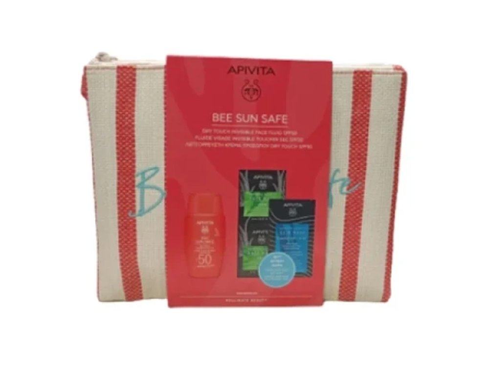 Apivita Set Bee Sun Safe Dry Touch Invisible Face Fluid SPF50 + Δώρο Express Beauty Face Mask Aloe 2x8ml + Express Beauty Hair Mask με Υαλουρονικό Οξύ 20ml