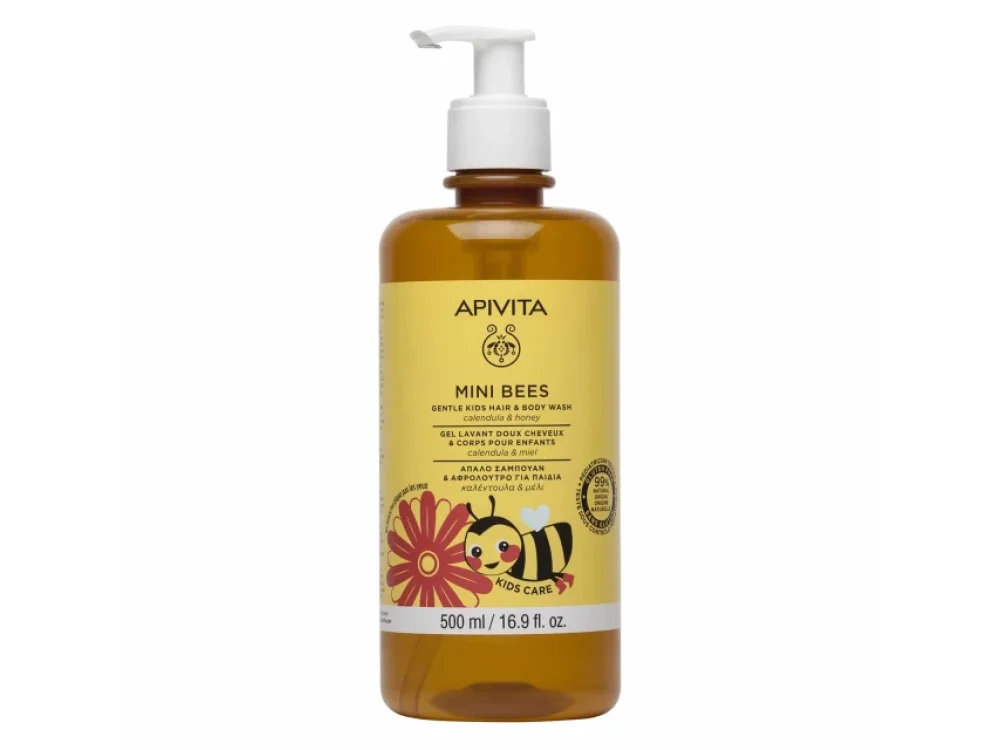 Apivita Mini Bees Απαλό Αφρόλουτρο & Σαμπουάν με Πορτοκάλι & Μέλι, 500ml