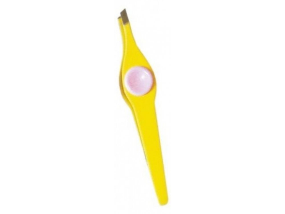 Beauty Spring τριχολαβίδα λοξή κίτρινη με χρωματιστή ροζ βούλα, κωδ.310