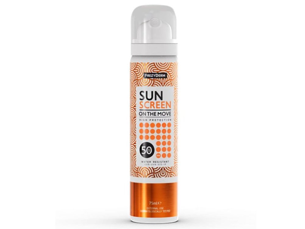 Frezyderm Sun Screen On The Move SPF50, Αντηλιακό Σπρέι Προσώπου, 75ml