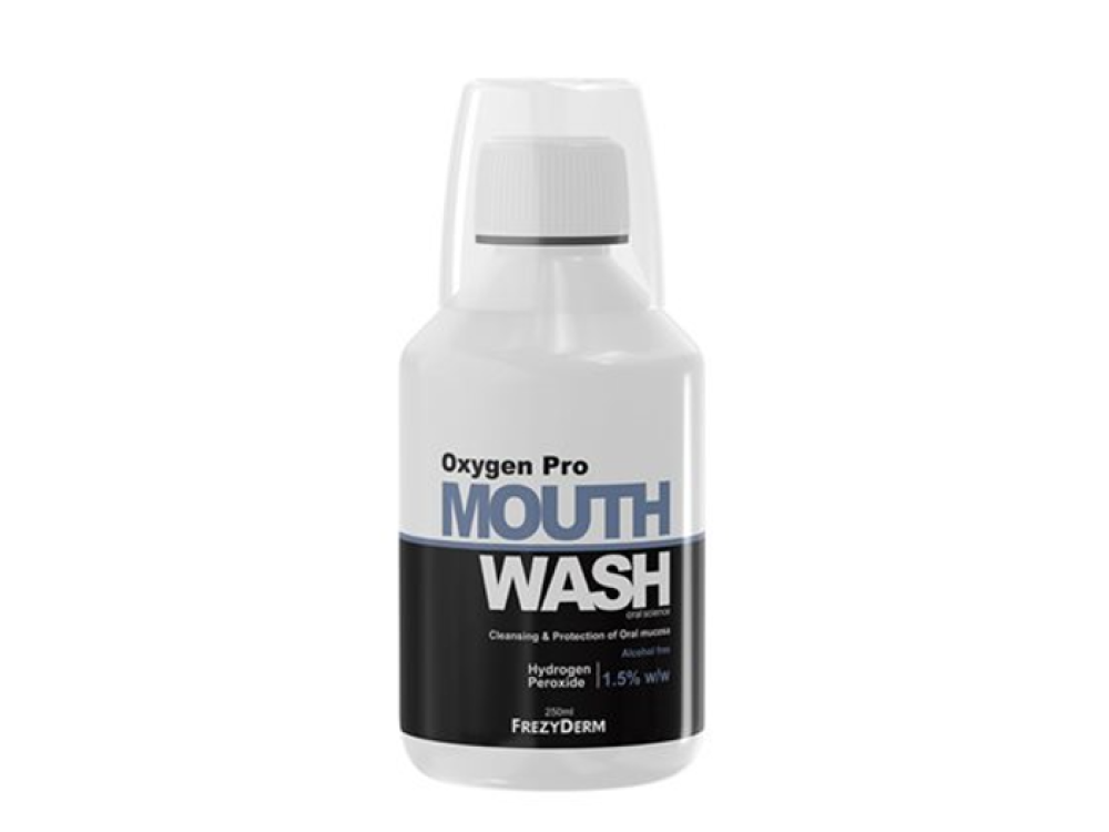 Frezyderm Mouthwash Oxygen Pro Στοματικό Διάλυμα Με Ενεργό Οξυγόνο, Βιονεργό Πεπτίδιο & Υαλουρονικό Οξύ, 250ml