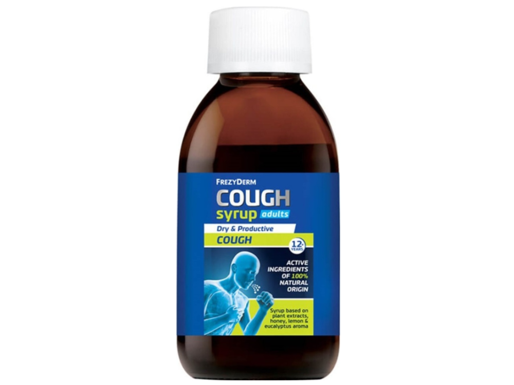 FREZYDERM Syrup Adults Cough, Σιρόπι για τον Βήχα με γεύση Μέλι, Λεμόνι και Ευκάλυπτο, 182g