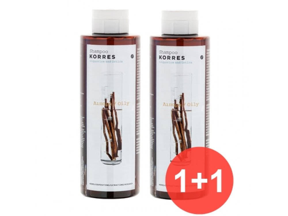 Korres Σαμπουάν Για Λιπαρά Μαλλιά Με Γλυκύρριζα & Τσουκνίδα 2x250ml