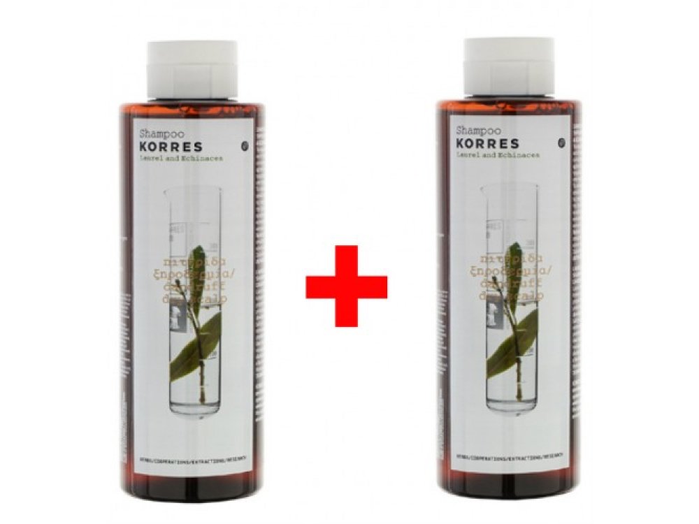 Korres Σαμπουάν Για Πιτυρίδα/Ξηροδερμία Δάφνη & Echinacea 2x250ml