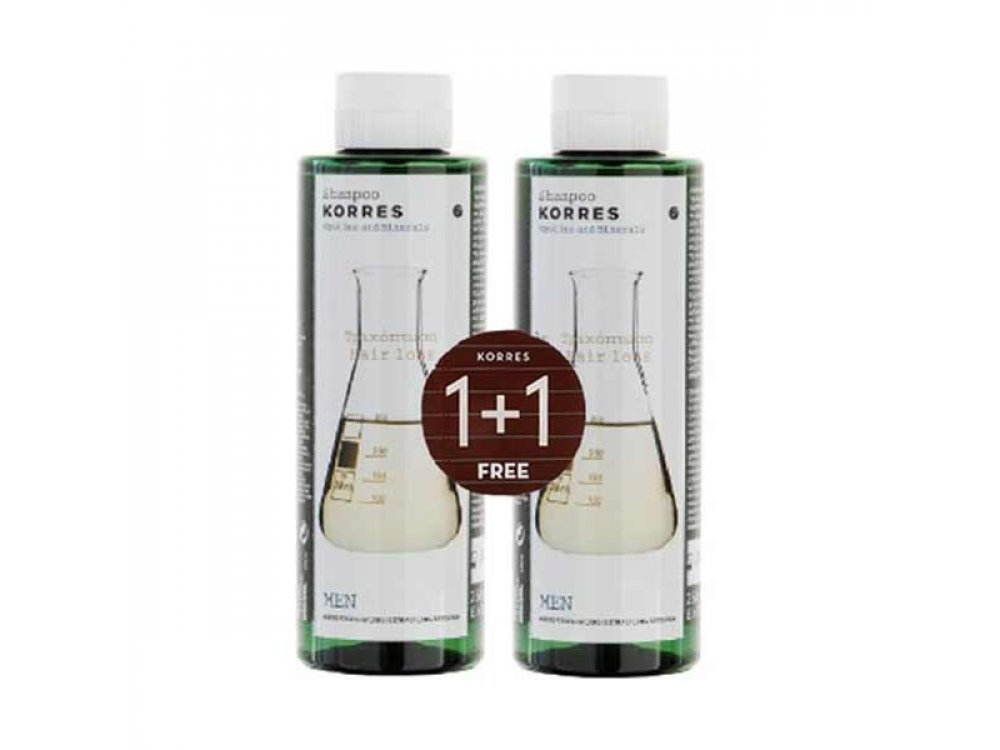 KORRES ΑΝΔΡΙΚΟ ΤΟΝΩΤΙΚΟ ΣΑΜΠΟΥΑΝ ΤΡΙΧΟΠΤΩΣΗΣ 250ML 1+1 ΔΩΡΟ