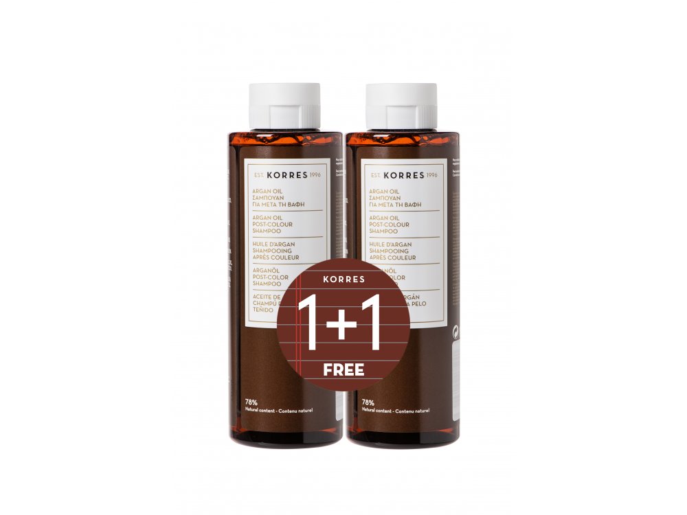 Korres Shampoo Argan Oil για μετά την Βαφή 250ml 1+1 Δώρο