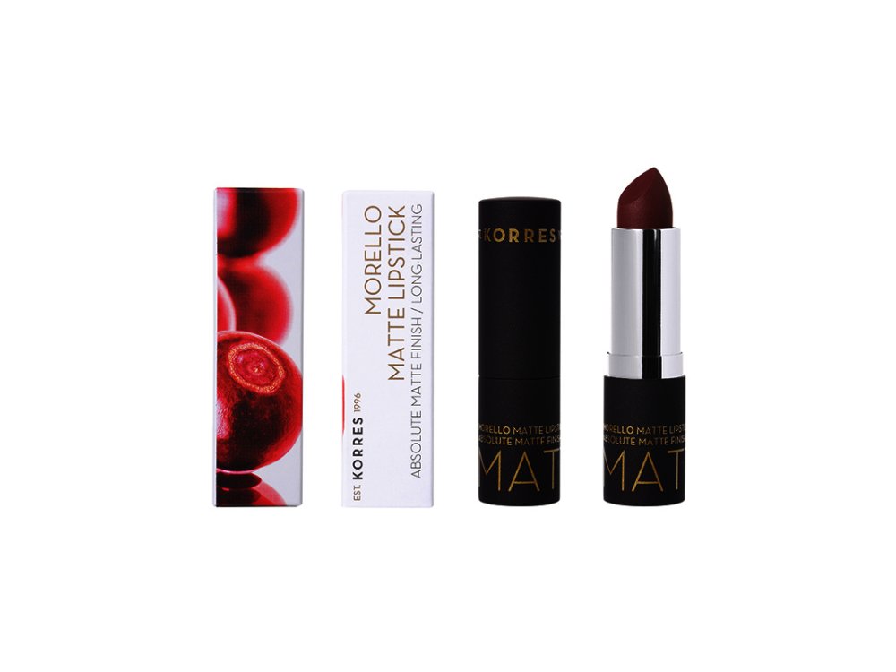 Korres Morello Matte Lipstick 55 Burgundy Leather Ματ Κραγιόν Με Κρεμώδη Υφή & Μεγάλη Διάρκεια, 3.5g