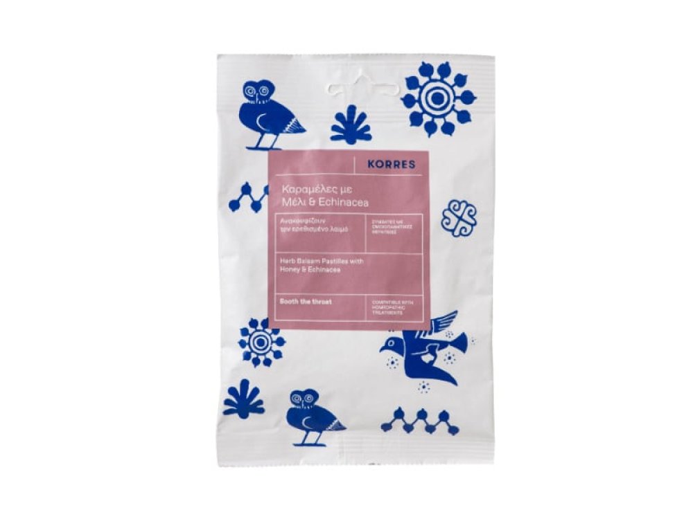 Korres Herb Balsam Pastilles, Καραμέλες με Μέλι & Echinacea για Ανακούφιση από τον Πονόλαιμο και Διευκόλυνση της Αναπνοής 60g, 15τμχ