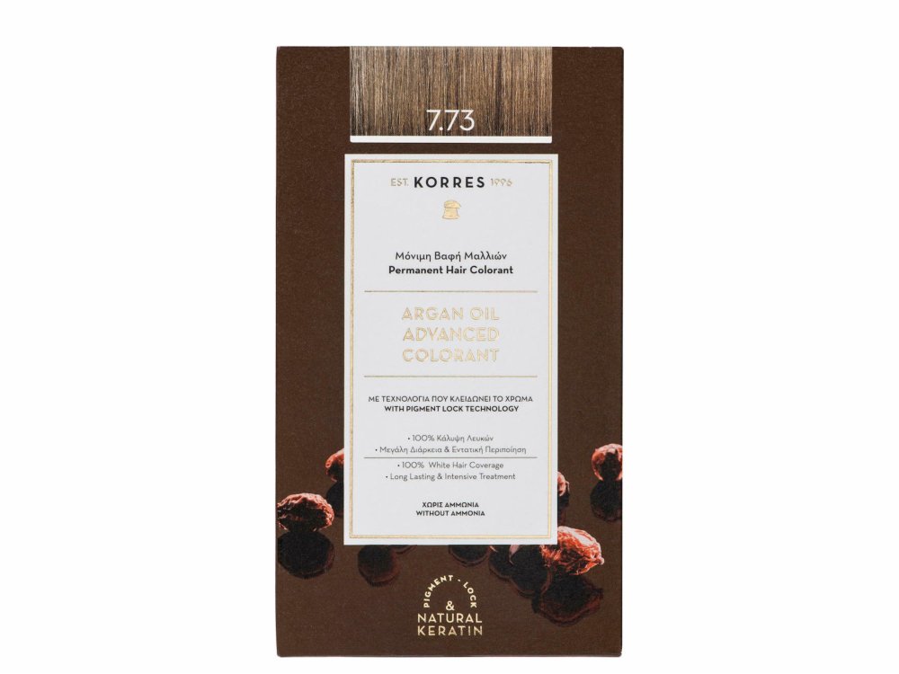 Korres Argan Oil Advanced Colorant 7.73, Βαφή Μαλλιών Χρυσή Μόκα, 50ml