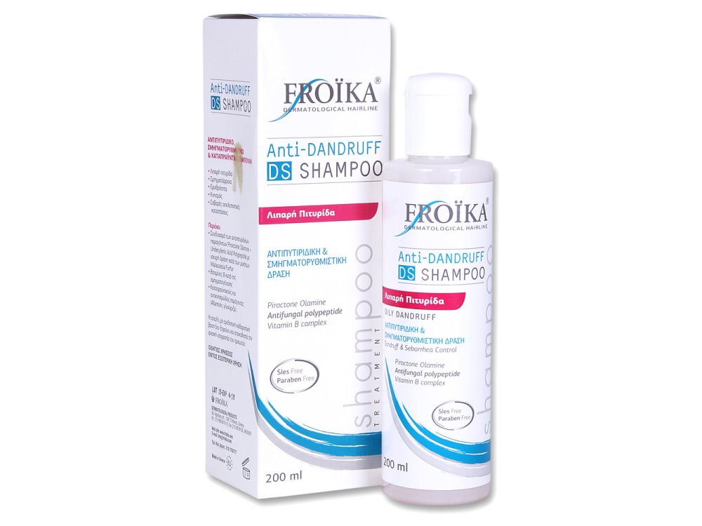FROIKA Anti Dandruff DS Shampoo Oily Hair, Αντιπιτυριδικό Σαμπουάν για τα Λιπαρά Μαλλιά, 200ml