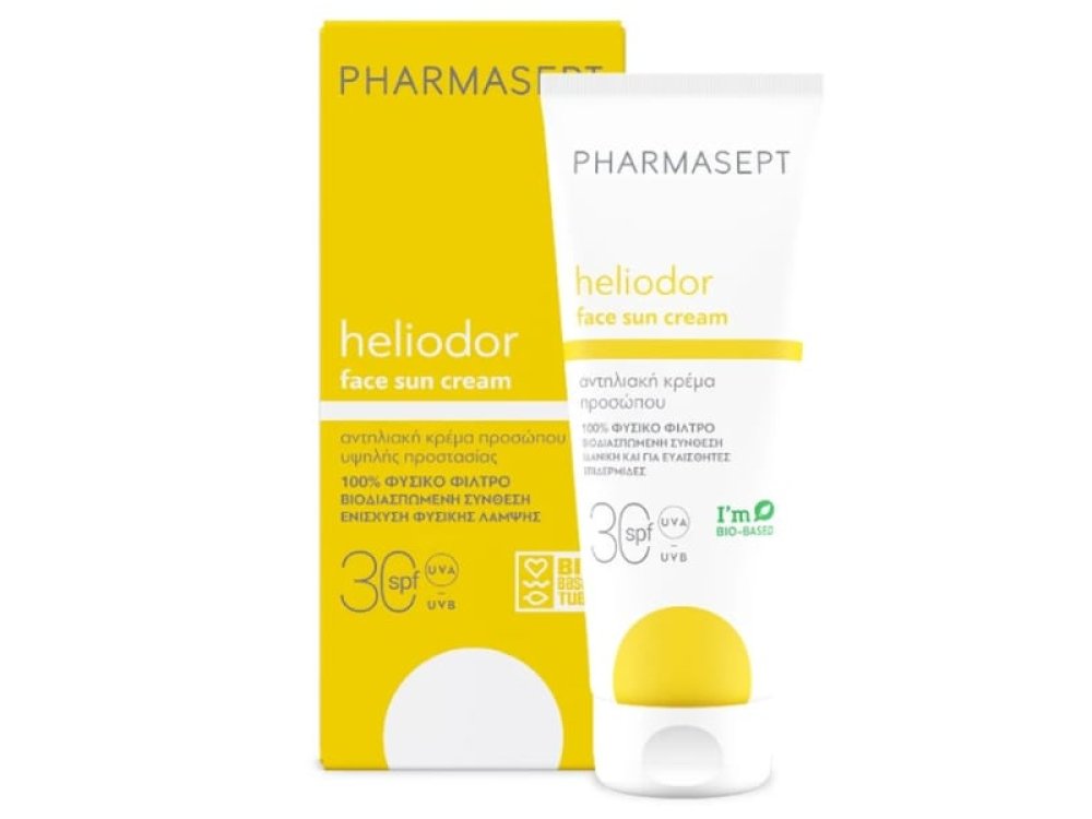 Pharmasept Heliodor Face Sun Cream SPF30, Αντηλιακή Κρέμα Υψηλής Προστασίας για Πρόσωπο, Ντεκολτέ & Χέρια, 50ml