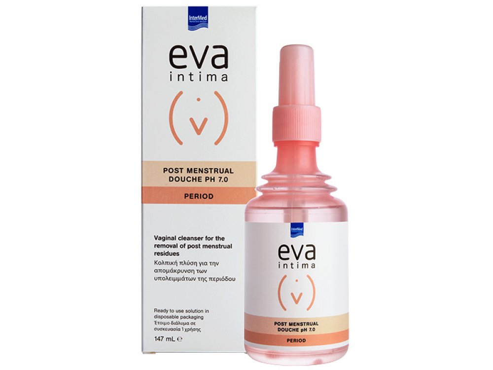Eva Intima Post Menstrual Douche pH 7.0 Period, για την απομάκρυνση των υπολειμμάτων της περιόδου, 147ml