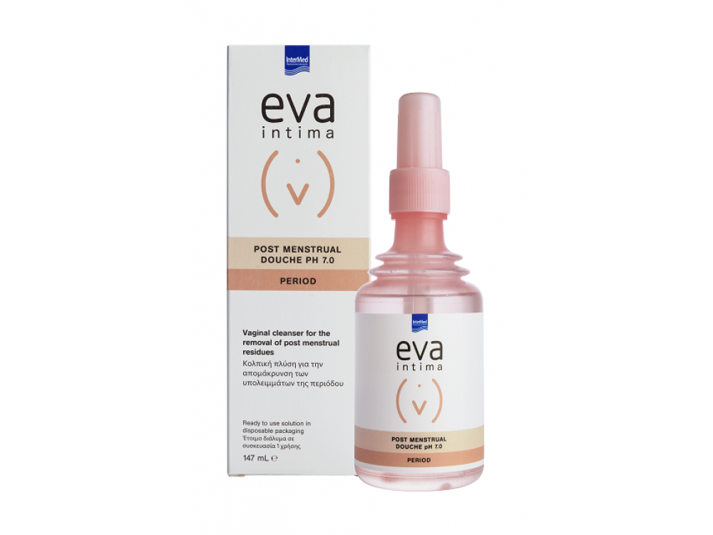 Eva Intima Post Menstrual Douche pH 7.0 Period, για την απομάκρυνση των υπολειμμάτων της περιόδου, 147ml