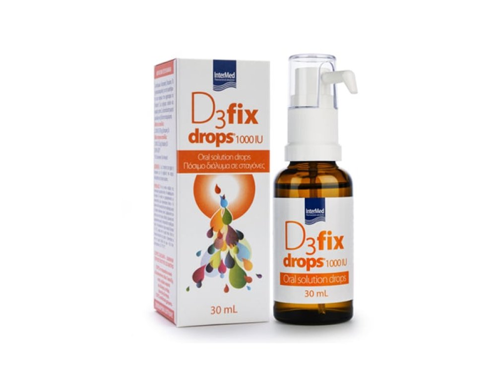Intermed D3 Fix Drops 1000IU, Συμπλήρωμα Διατροφής Βιταμίνης D3 σε Σταγόνες, 30ml
