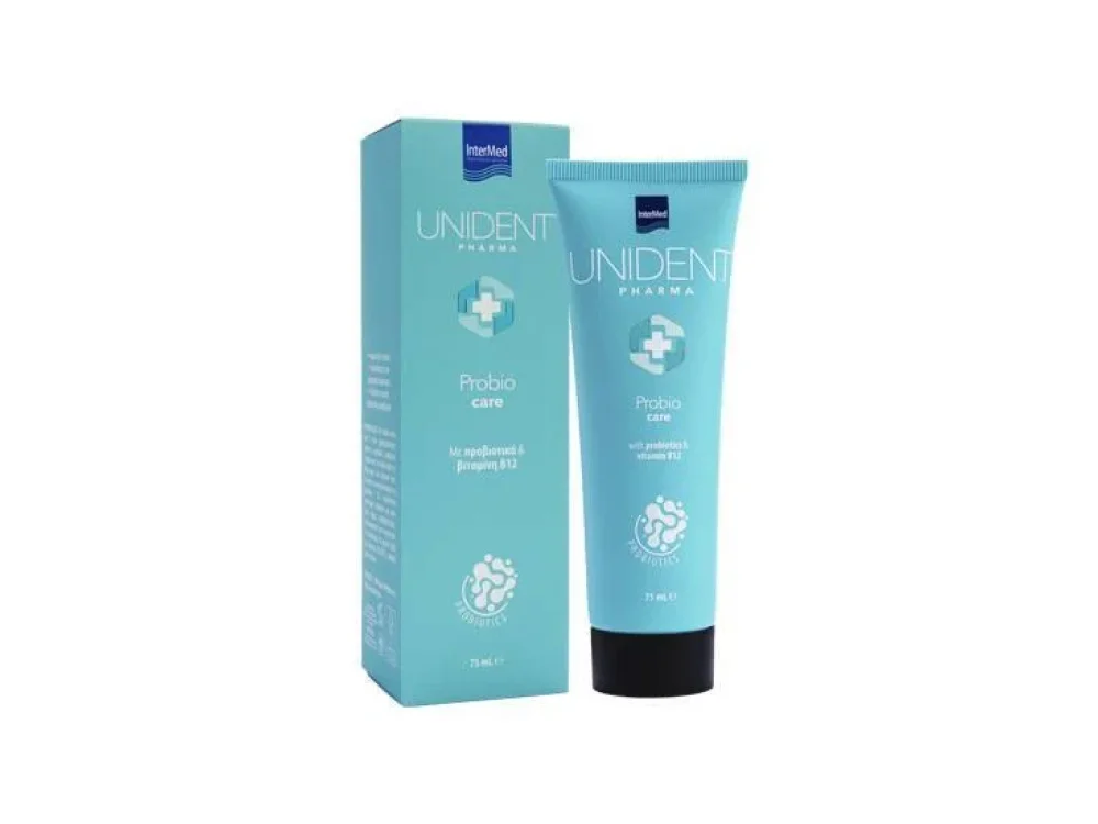 Intermed Unident Pharma Probio Care Οδοντόκρεμα με Προβιοτικά & Βιταμίνη Β12, 75ml